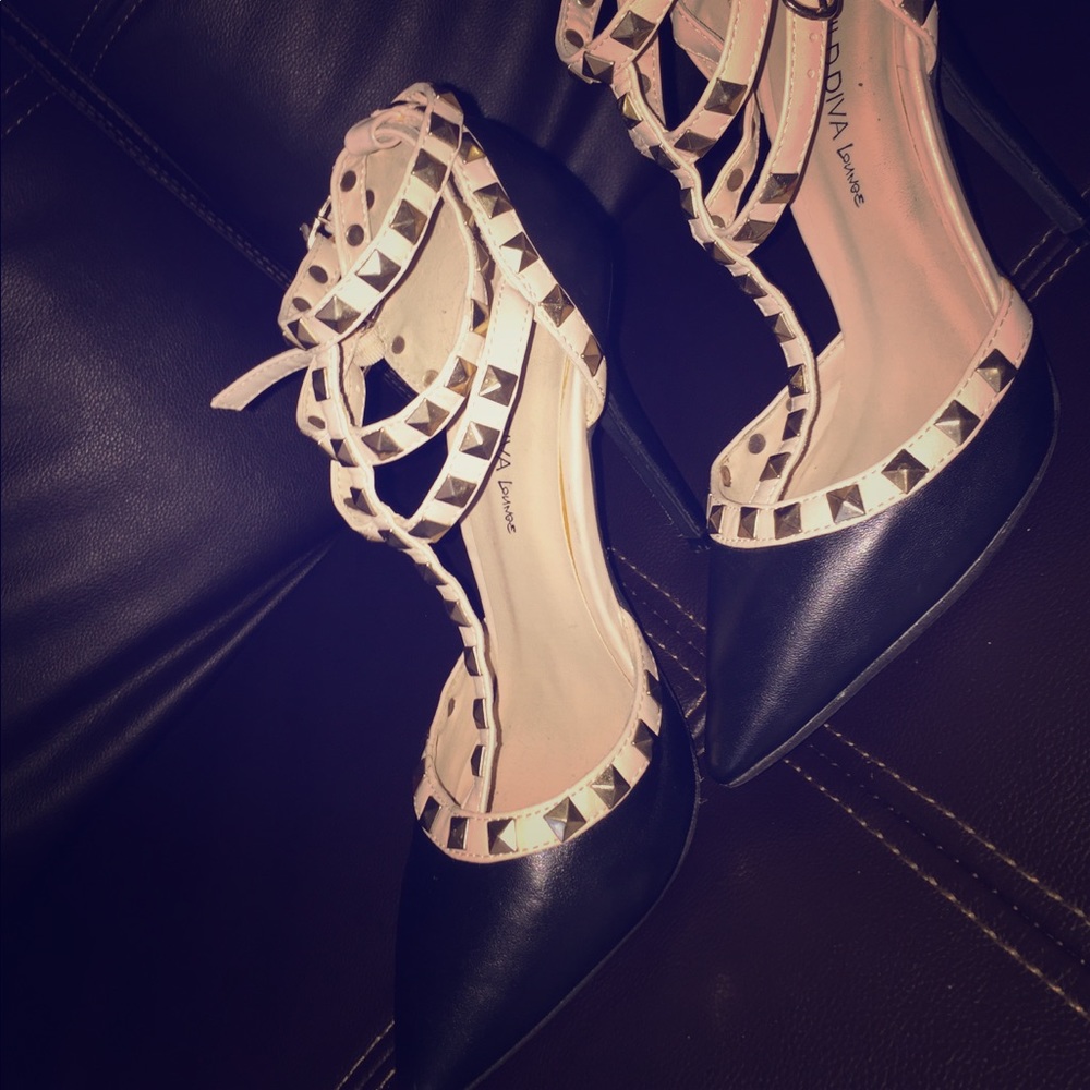 T-Strapped Studded Heels